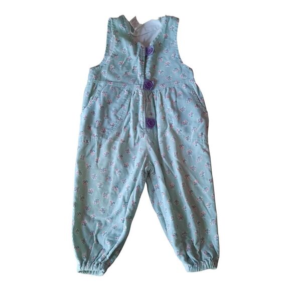 Adorable Kids Overalls - Mint Green Floral - Picture 1 of 6